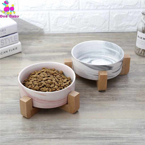 Dog Feeders Ceramics Dog Bowls Wooden Rack Ceramic Single Bowl