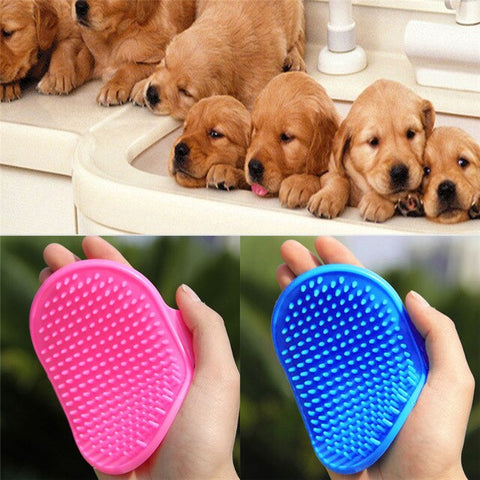 Dog Bath Brush Comb Rubber Glove Hair Fur Grooming Massaging