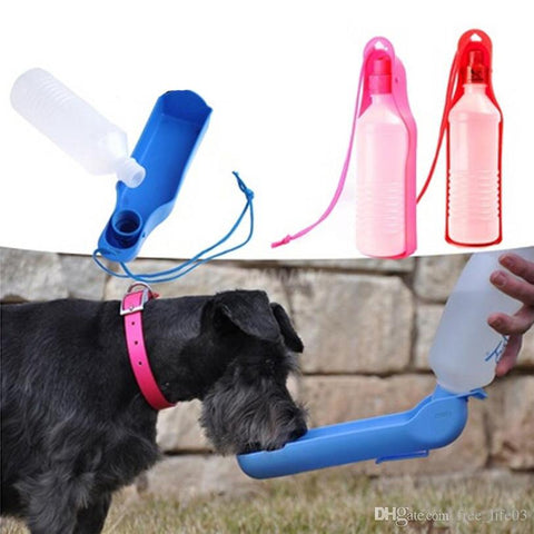 250/500ml Dog Water Bottle Feeder With Bowl Plastic Portable Water Bottle